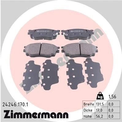 Billede af ZIMMERMANN 24246.170.1 Bremseklodser med akustisk advarsel for slid Billede svarer til leveringsomfang MAZDA: 6 Hatchback, Sedan