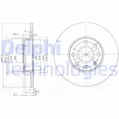 Billede af DELPHI BG3402 Bremseskiver 256 11 4 fuldstændigt olieret ubehandlet uden hjullejer, ABS sensorring OPEL: Astra G CC, Caravan