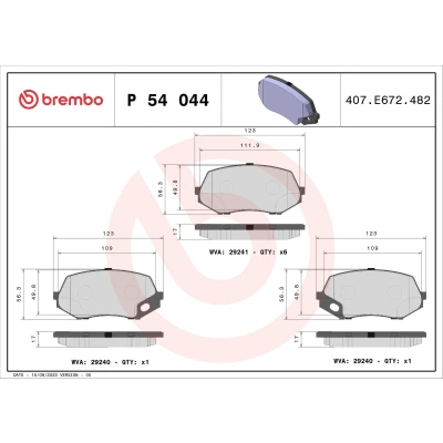 Billede af BREMBO P 54 044 Bremseklodser Forberedt til slidindikator uden tilbehør