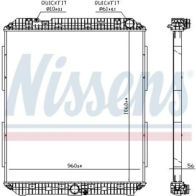 Billede af NISSENS 671760 Radiator Aluminium 1060 960 56 uden ramme Loddet køleripper