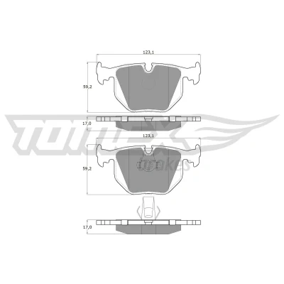 Billede af TOMEX brakes TX 13 19 Bremseklodser bagaksel Forberedt til slidindikator BMW: 3 Sedan, Touring, 5 LAND ROVER: Range Rover