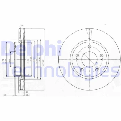 Billede af DELPHI BG4147 Bremseskiver 276 26 5 ventileret olieret ubehandlet uden hjullejer, ABS sensorring MITSUBISHI: Lancer 7