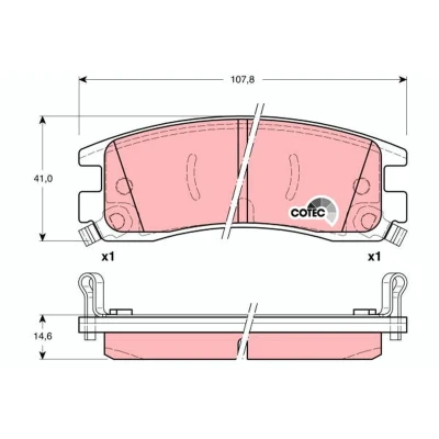 Billede af TRW COTEC GDB1309 Bremseklodser med akustisk advarsel for slid CHEVROLET: Trans Sport
