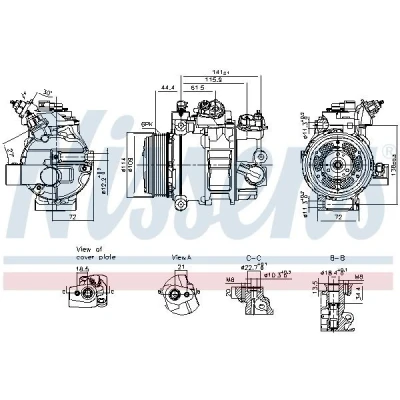 Billede af NISSENS 890793 Kompressor 7SBH17C 12 PAG 46 YF R 134a FORD: FOCUS 3 Turnier, C Max 2,