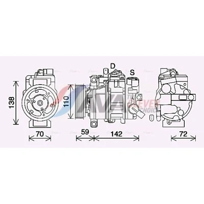 Billede af AVA COOLING SYSTEMS AIK411 Kompressor 6SBU14C R134a