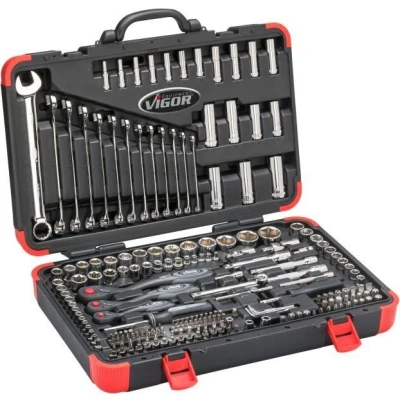 Billede af VIGOR V3277N Værktøjssæt 216 6,3 (1/4&quot;), 10 (3/8&quot;), 12,5 (1/2&quot;) ydre Sekskant, Firkant