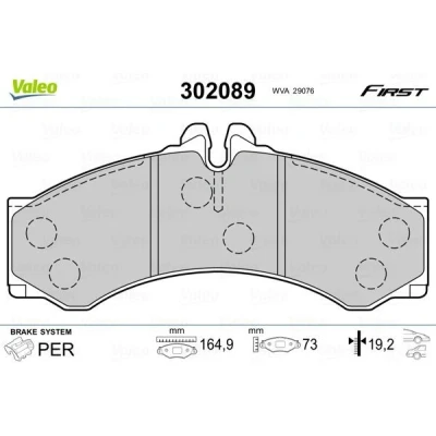 Billede af VALEO 302089 Bremseklodser Ekskl. slidadvarselskontakt med anti knirke plade MERCEDES BENZ: Sprinter 4 T Ladvogn/Chassis, 3 Ladvogn/Chassis
