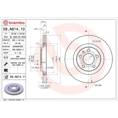 Billede af Bremseskive BREMBO 09.A814.11