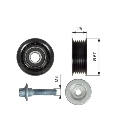 Billede af GATES T36619 Remstrammerhjul FleetRunner Micro V Stretch Fit med riller MERCEDES BENZ: C klasse T modell, E Sedan, ML