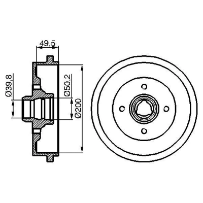 Billede af BOSCH 0 986 477 041 Bremsetromler 239,3 bagaksel VOLKSWAGEN: GOLF 2, 3 Cabrio, 1, SKODA: Favorit Pick up