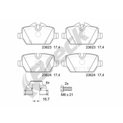 Billede af BRECK 23623 00 704 Bremseklodser Ekskl. slidadvarselskontakt BMW: 3 Sedan, 1 Hatchback, Coupe