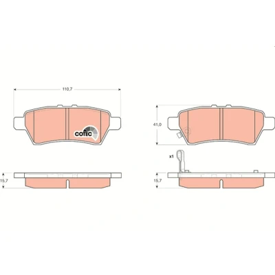 Billede af TRW COTEC GDB3405 Bremseklodser med akustisk advarsel for slid NISSAN: NP300 Navara Pick up