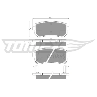Billede af TOMEX brakes TX 15 66 Bremseklodser bagaksel med akustisk advarsel for slid KIA: Picanto II, cee‘d I Stationcar, Hatchback, HYUNDAI: Sonata V
