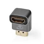 Billede af HDMI Adapter Han / Stik Hun udgang Guldplateret Vinkel 90 Aluminium Metal 1 stk. Cover Window Box
