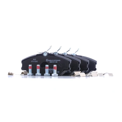Billede af BOSCH 0 986 494 656 Bremseklodser Low Metallic med anti knirke plade fjeder RENAULT: CLIO 2, MEGANE 2 Stufenheck, Scénic 1