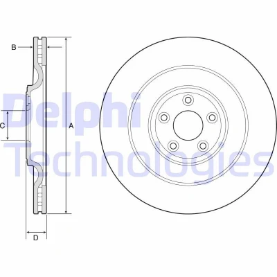 Billede af DELPHI BG9194C Bremseskiver 376 26 5 ventileret coatet ubehandlet uden hjullejer, ABS sensorring
