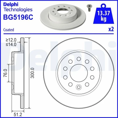 Billede af Bremseskive DELPHI BG5196C