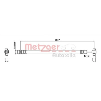 Billede af METZGER 4112041 Bremseslange Bagaksel venstre, højre 307 M10x1