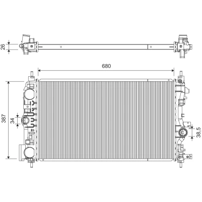 Billede af VALEO 701385 Radiator Aluminium 387mm 680mm 26mm Loddet køleripper OPEL: Insignia A Sports Tourer