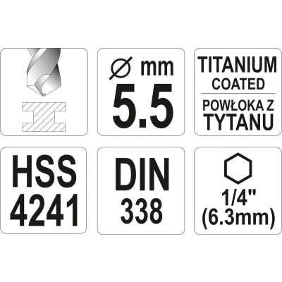 Billede af YATO YT 44763 Metalspiralbor 5.5 113 135 Hurtigstål
