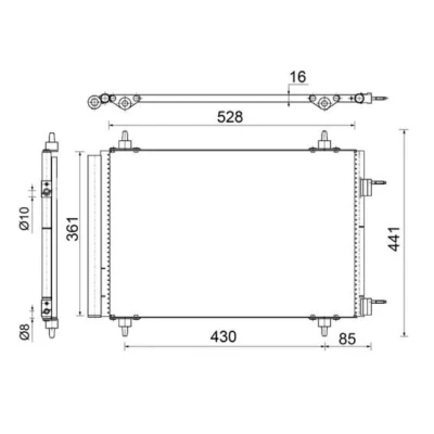 Billede af MAHLE ORIGINAL AC 554 000S Kondensator med tørrer 10 8 528 CITROËN: C4 I Grand Picasso, Picasso 1, PEUGEOT: 3008 I, 5008