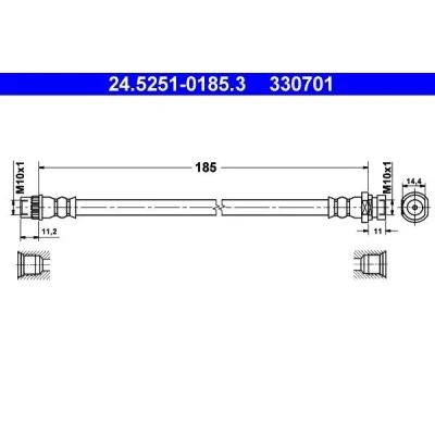 Billede af ATE 24.5251 0185.3 Bremseslange 185 RENAULT: Laguna 3 Grandtour, ESPACE 4, III Coupe