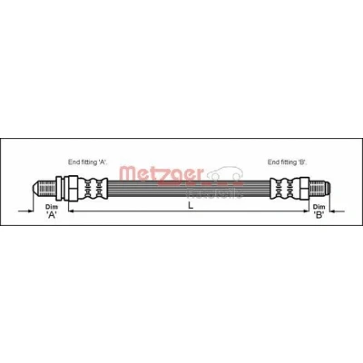 Billede af METZGER 4112518 Bremseslange 297 M10 x 1 FORD: Escort 5