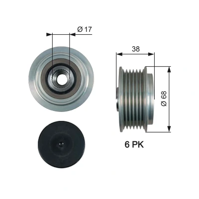 Billede af GATES OAP7185 Friløbskobling 38 FleetRunner Micro V Stretch Fit TOYOTA: Corolla IX Hatchback