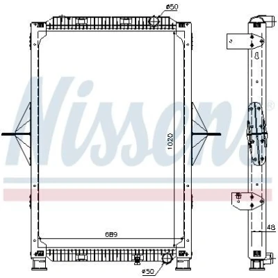 Billede af NISSENS 63778A Radiator Aluminium 1020 708 48 med ramme Loddet køleripper