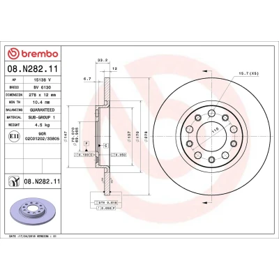 Billede af Bremseskive BREMBO 08.N282.11
