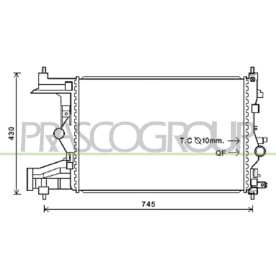 Billede af PRASCO DW040R002 Radiator Aluminium 580mm 396mm 23mm med lynkobling Mekanisk fuget køleripper CHEVROLET: Orlando, Cruze Sedan, OPEL: Zafira B