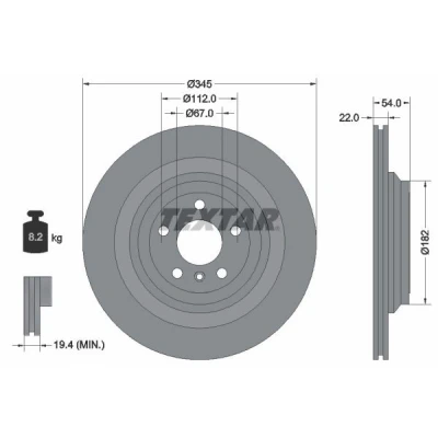 Billede af TEXTAR PRO 92284003 Bremseskiver 345 22 05/06 112 indvendigt ventileret coatet uden hjulbolte, hjulnav MERCEDES BENZ: GLE SUV, ML klasse, GL
