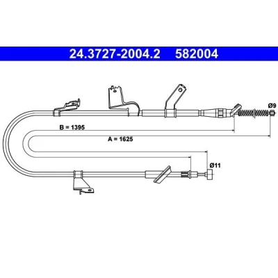 Billede af ATE 24.3727 2004.2 Håndbremsekabel 1625 SUZUKI: SWIFT 3