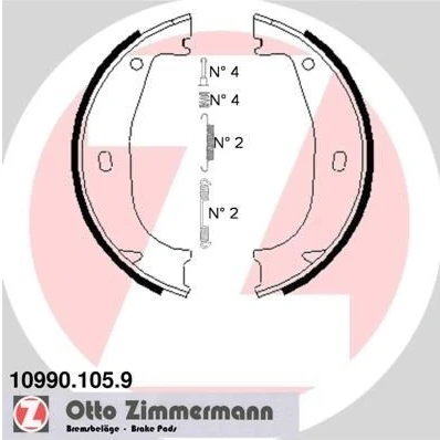 Billede af ZIMMERMANN 10990.105.9 Håndbremseklodser Billede svarer til leveringsomfang, med fjeder BMW: 3 Coupe, Cabriolet, Sedan