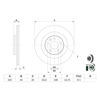 Billede af BOSCH 0 986 479 E87 Bremseskiver 320 20 5 108 ventileret coatet VOLVO: V90 II Stationcar, V60 II, XC60