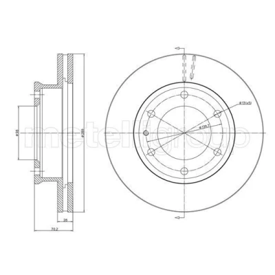 Billede af METELLI Bremseskive HYUNDAI: i10 II Hatchback, ix35, FORD: Ranger Mk2 288,7mm 28,0mm 6 ventileret 23 1214 Bremseskiver, Skivebremser