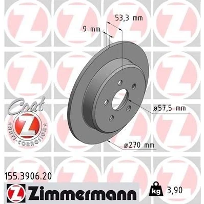 Billede af Bremseskive ZIMMERMANN 155.3906.20