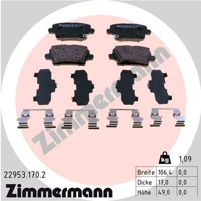 Billede af ZIMMERMANN 22953.170.2 Bremseklodser med akustisk advarsel for slid Billede svarer til leveringsomfang, glideplade OPEL: Insignia B Sports Tourer