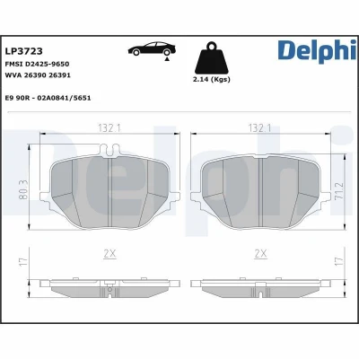 Billede af DELPHI LP3723 Bremseklodser Forberedt til slidindikator med anti knirke plade uden tilbehør