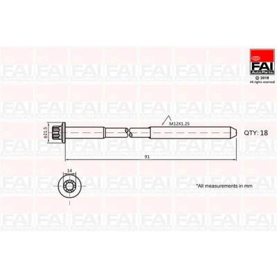 Billede af FAI AutoParts B2101 Strækbolte ydre polygonhoved 18