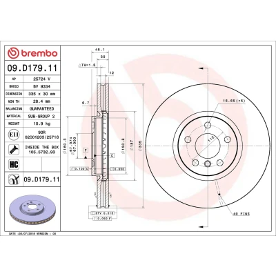 Billede af BREMBO 09.D179.11 Bremseskiver 335 30 5 indvendigt ventileret coatet højkarboniseret med skruer MINI: Hatchback, Cabriolet, Clubman