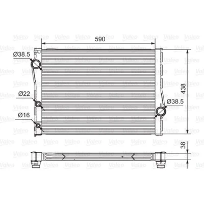 Billede af VALEO 701549 Radiator Aluminium 438 590 38 uden kølemiddelregulering Loddet køleripper
