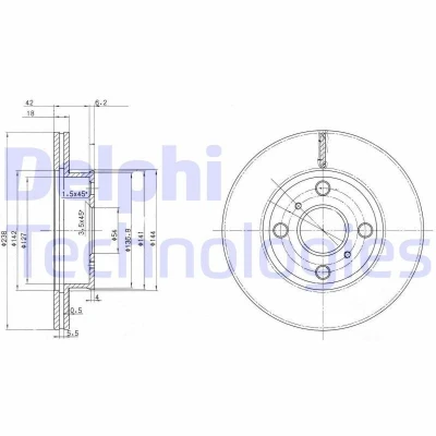 Billede af DELPHI BG2424 Bremseskiver 238 18 4 ventileret olieret ubehandlet uden hjullejer, ABS sensorring TOYOTA: Corolla VIII Sedan, VI Liftback