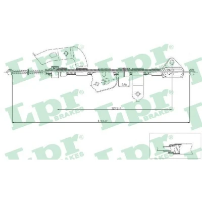 Billede af LPR C0132B Håndbremsekabel 1486/1243 Tromlebremse CITROËN: C1 I, TOYOTA: Aygo, PEUGEOT: 107 Hatchback