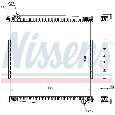Billede af NISSENS 640690 Radiator Aluminium 860 964 40 uden ramme Loddet køleripper