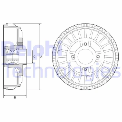 Billede af DELPHI BFR622 Bremsetromler uden ABS sensorring, med hjulleje, leje 262