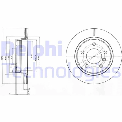 Billede af DELPHI BG3041C Bremseskiver 276 19 5 ventileret coatet ubehandlet uden hjullejer, ABS sensorring BMW: 3 Sedan, Touring, Coupe