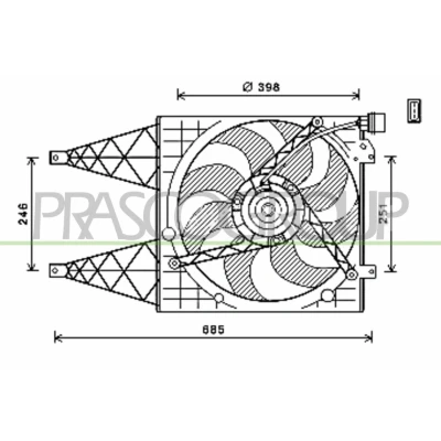 Billede af PRASCO SK322F002 Køleventilator 393 250 uden kølerventilatorramme (karm) SKODA: Fabia 2, VOLKSWAGEN: Polo IV Hatchback, Fox Hatchback