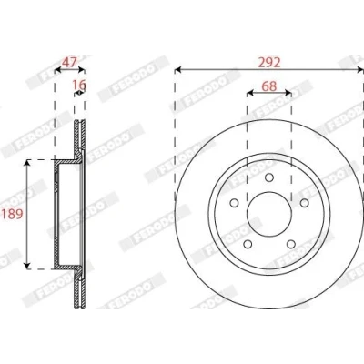 Billede af FERODO DDF2786C Bremseskiver 292 16 5 114,3 ventileret coatet uden skruer NISSAN: X Trail, Leaf II