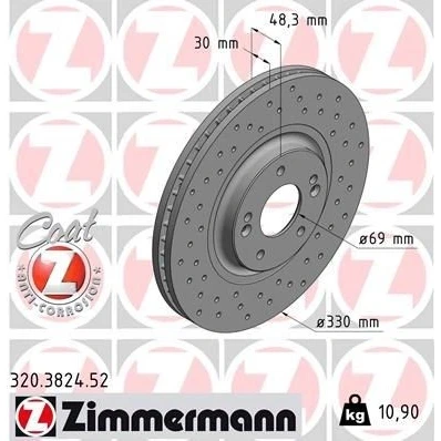 Billede af ZIMMERMANN 320.3824.52 Bremseskiver 330 30 7/5 5 114 indvendigt ventileret, hullet coatet KIA: Optima / K5 Sportswagon, Sedan